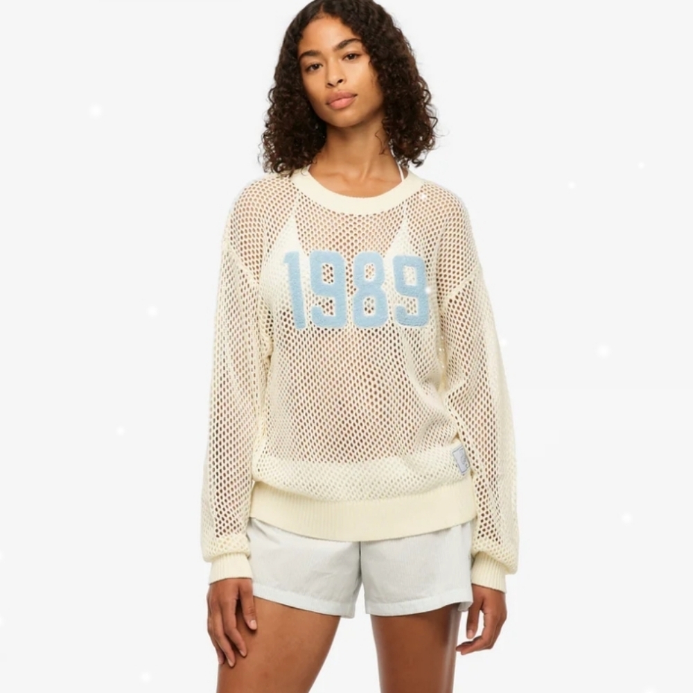 TAYLOR SWIFT 1989 Taylor's Version open knit cream unisex sweater M